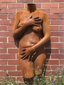 female nude sculpture in cold cast iron